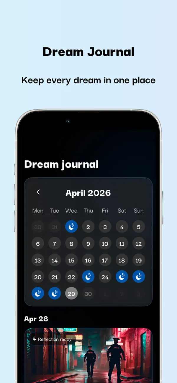 DreamOn iOS app dream journal screen
